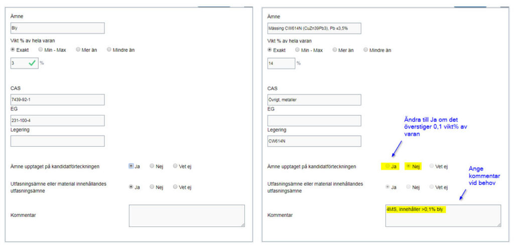 REACH informationsplikt i RSK-formatet